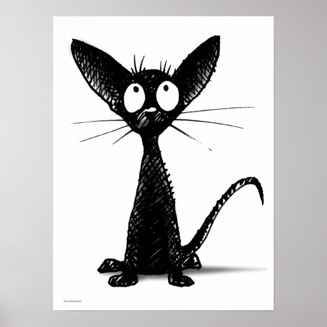 Póster Gracioso gato negro oriental (Frente)