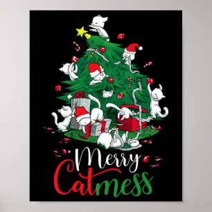 Póster Gracioso Gatos Árbol de Navidad Merry Catamarans C