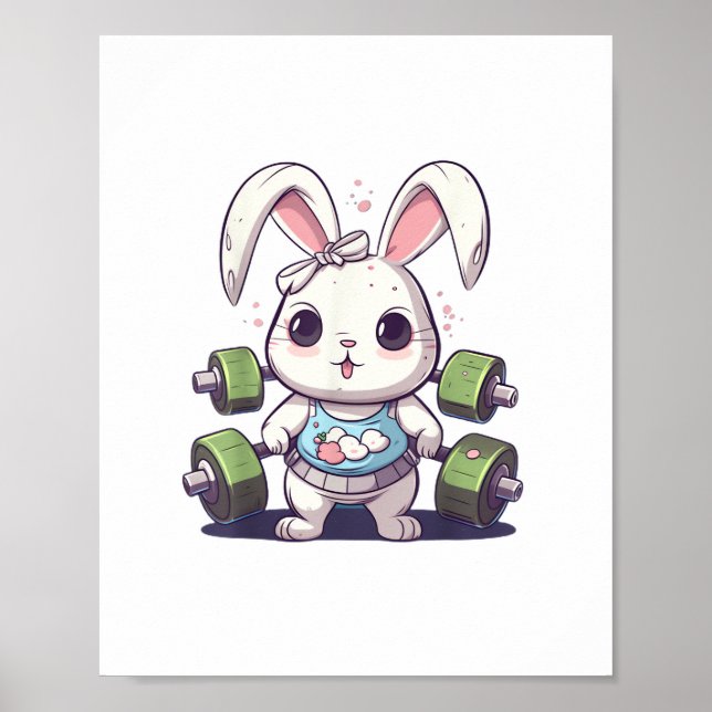 Póster Gracioso gimnasio Bunny Fitness Studio Rabbit Card (Frente)