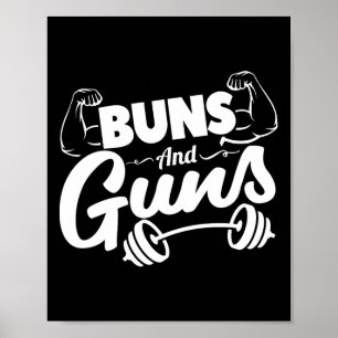 Póster Gracioso Gimnasio Buns And Guns