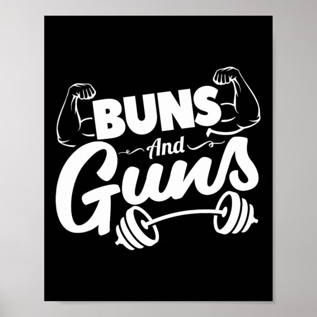 Póster Gracioso Gimnasio Buns And Guns (Frente)