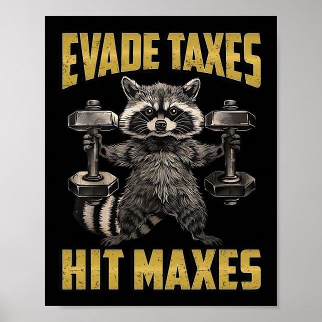 Póster Gracioso Gimnasio De Levantamiento De Peso Raccoon (Frente)