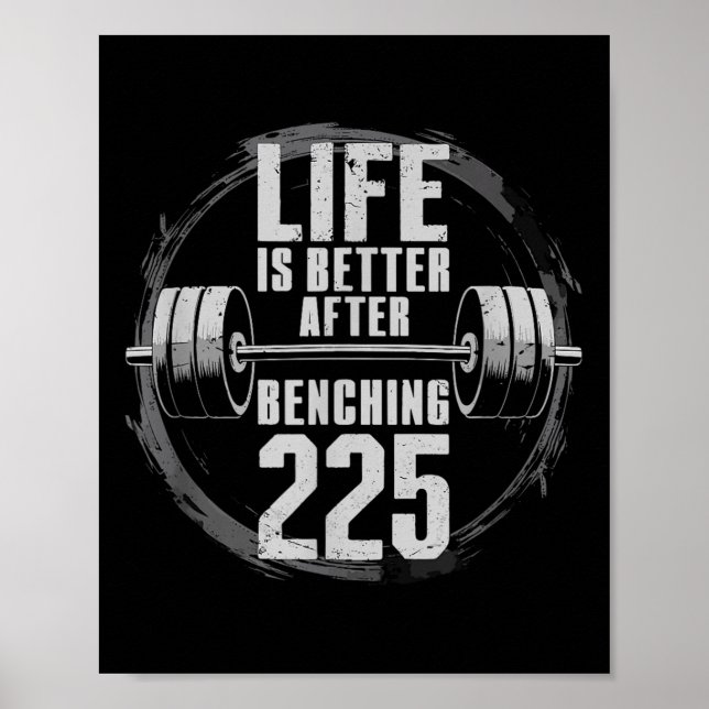 Póster Gracioso Gimnasio De Prensa Bench De 225 Libras -  (Frente)