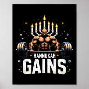 Póster Gracioso gimnasio judío Hanukkah Hannukah Gana