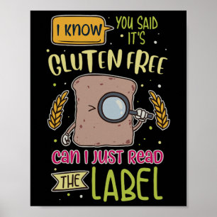 Póster Gracioso Gluten Free Lifestyle Celiac