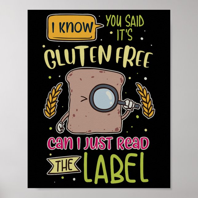 Póster Gracioso Gluten Free Lifestyle Celiac (Frente)