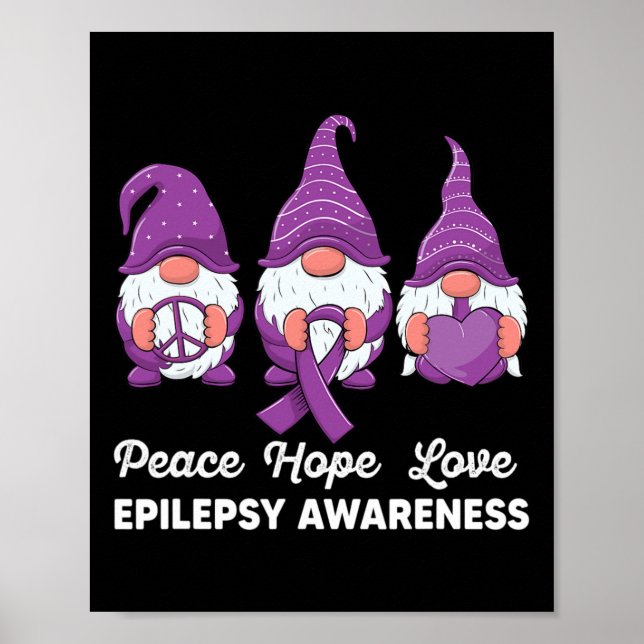 Póster Gracioso Gnomes Paz Esperanza Amor Epilepsia Aware (Frente)