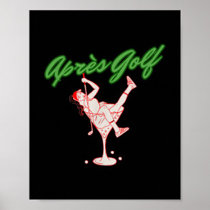 Póster Gracioso Golfer Apres Golf Retro Chica Golfer En M