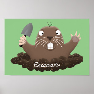 Póster Gracioso gopher digging personalizado ilustracion