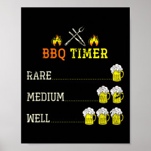 Póster Gracioso Grilling Bbq Chef Cerveza Bebe Ahumado St