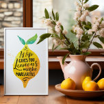 Póster Gracioso Hacer que Margaritas Watercolor Beba Cita<br><div class="desc">Margaritas Poster - Algunos dicen que el alcohol es una curandera, especialmente en aquellos días en que las cosas se apilan encima de ti. Ante la adversidad viene este ilustracion de limón color agua tropical en amarillo y verde. Presentando la inspiradora cita: "Si la vida te da limones hacen margaritas"....</div>