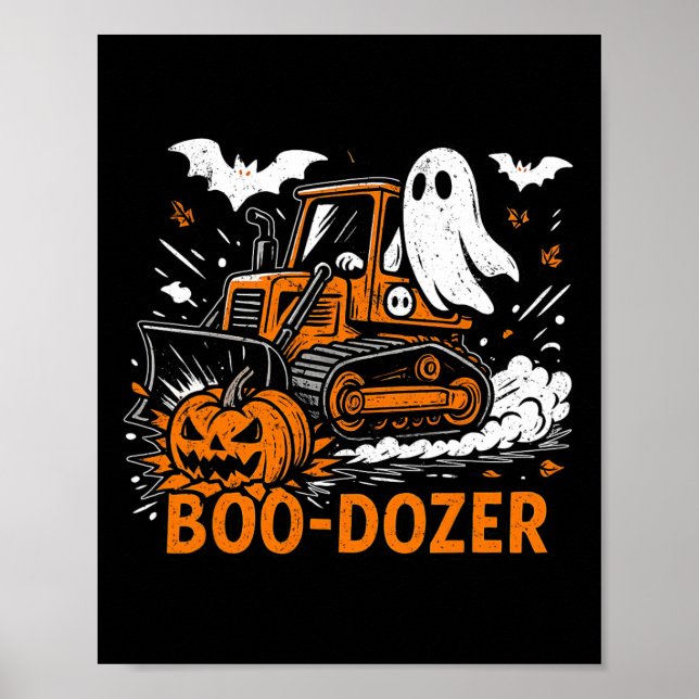 Póster Gracioso Halloween Boo-dozer Ghost Trucos disfraz  (Frente)