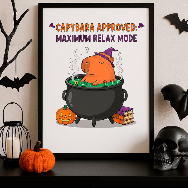 Póster Gracioso Halloween Capybara Mago Witch Cauldron (Subido por el creador)
