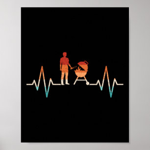 Póster Gracioso Heartbeat Grill Grill Lover Bbq