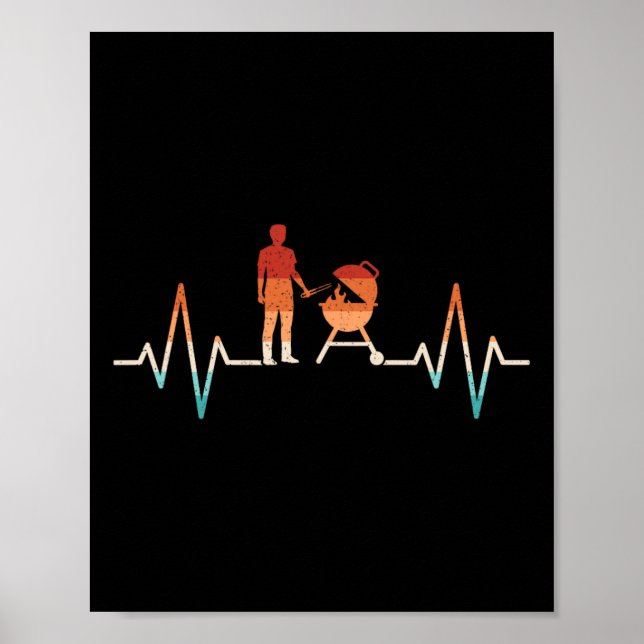 Póster Gracioso Heartbeat Grill Grill Lover Bbq (Frente)