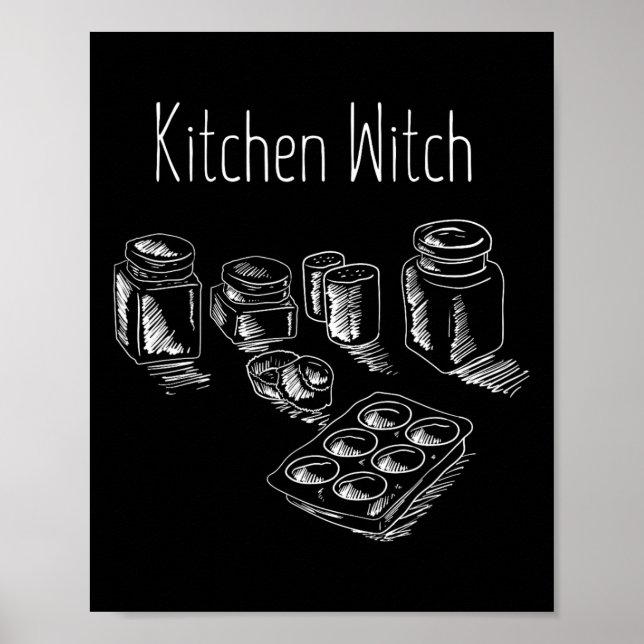 Póster Gracioso Herbalist Kitchen Bruja Halloween Cocina  (Frente)
