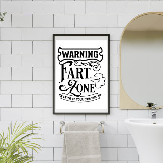 Póster Gracioso humor de baño de hostal airbnb simple