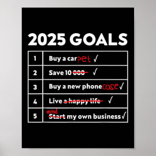 Póster Gracioso humor en sarcasmo de Año Nuevo 2025