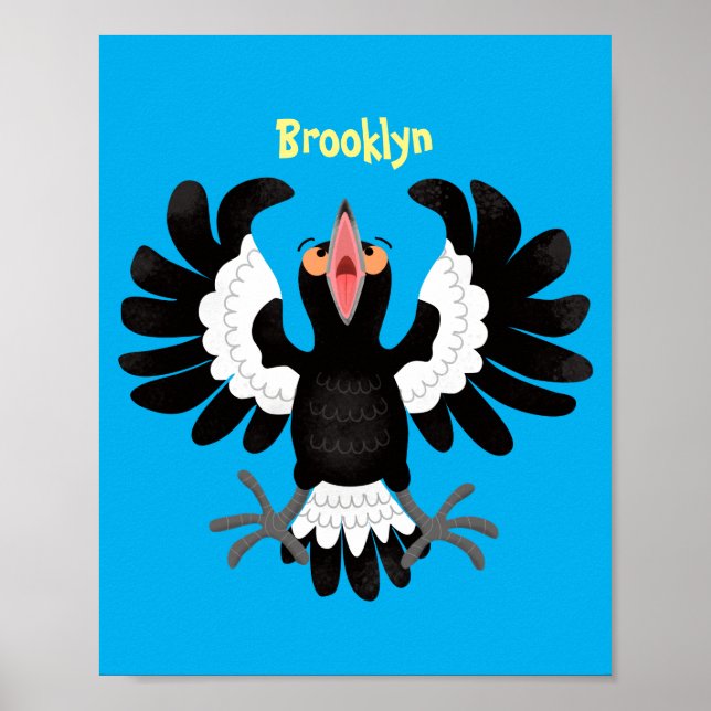 Póster Gracioso ilustracion de personalizado magpie austr (Frente)