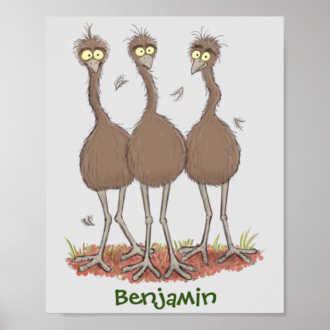 Póster Gracioso ilustracion del trío de emu australiano p (Frente)