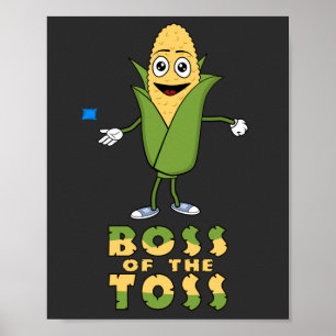 Póster Gracioso Jefe Del Gráfico De Toss Cornhole