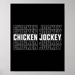 Póster Gracioso jockey de pollo apilado repetida de letra
