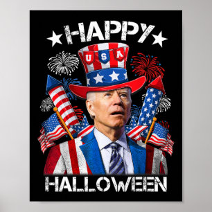 Póster Gracioso Joe Biden 4 De Julio Camisa Feliz Hallowe