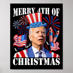 Póster Gracioso Joe Biden 4 De Julio De Navidades