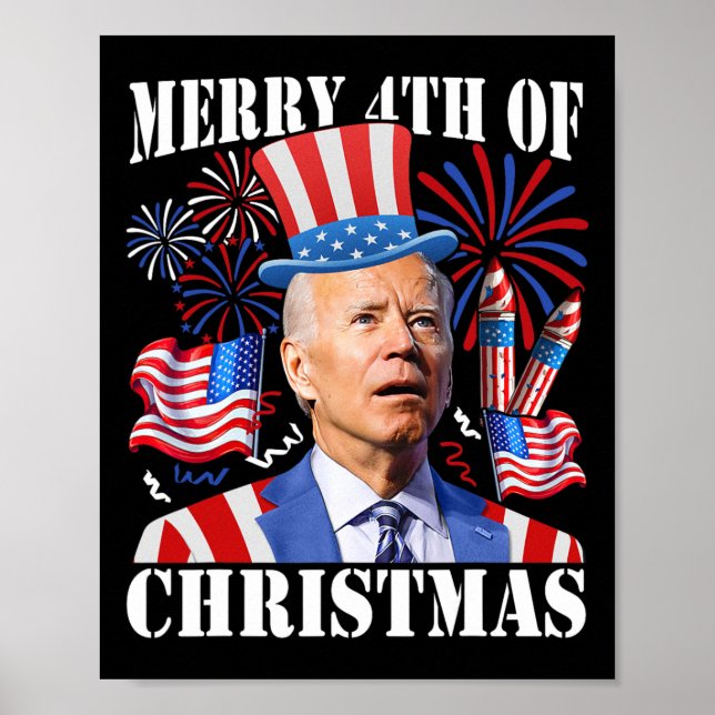 Póster Gracioso Joe Biden 4 De Julio De Navidades (Frente)