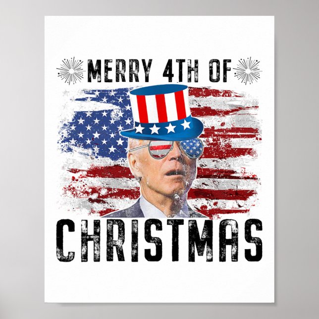 Póster Gracioso Joe Biden 4 De Julio De Navidades (Frente)