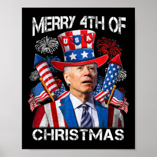 Póster Gracioso Joe Biden 4 De Julio De Navidades