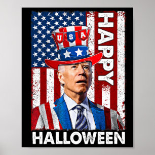 Póster Gracioso Joe Biden 4 De Julio Feliz Halloween Amer