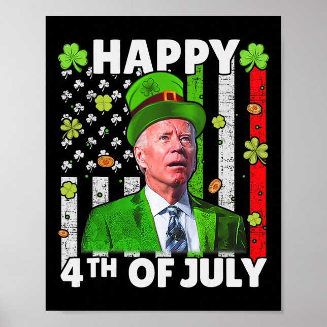 Póster Gracioso Joe Biden Feliz 4 De Julio Confundido San (Frente)