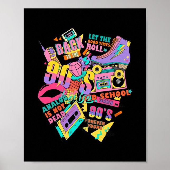 Póster Gracioso juego de temas de los años 90 Viñeta Retr (Frente)