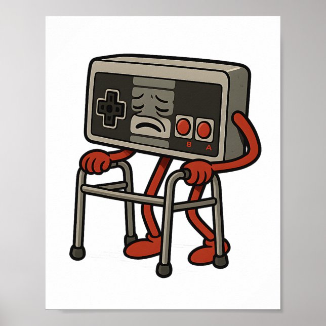 Póster Gracioso juego de videojuegos antiguo retro 80 de  (Frente)