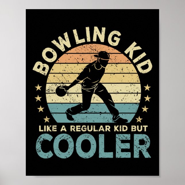Póster Gracioso Jugador de Bowling infantil (Frente)