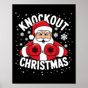 Póster Gracioso jugador de boxeo Xmas enciende a Santa Bo