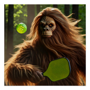 Póster Gracioso Jugando Pickleball