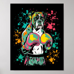 Póster Gracioso Kickboxing O Boxeo De Boxeo Perro Para Ho