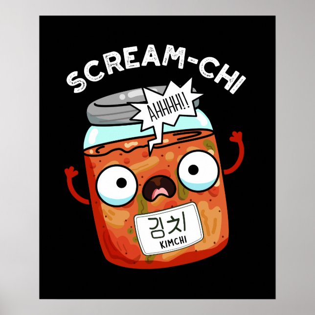 Póster Gracioso Kimchi de Scream-chi Puns Oscuro BG (Frente)