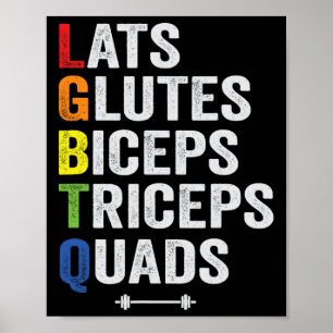 Póster Gracioso Lgbtq Lats Glutes Biceps Triceps Quads We