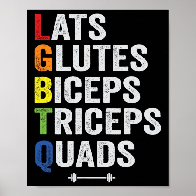 Póster Gracioso Lgbtq Lats Glutes Biceps Triceps Quads We (Frente)