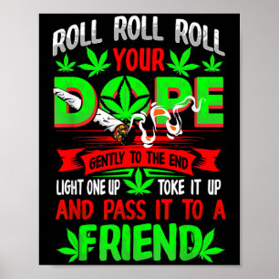 Póster Gracioso Malla Pot Lover Roll Conjunta Amigo Fumad