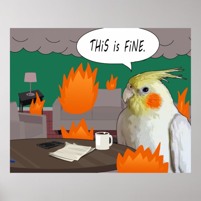 Póster Gracioso Mascota Cockatiel Quarantine Esto Es Un B (Frente)