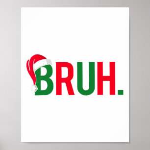 Póster Gracioso meme Bruh Merry Christmas Pajama Family M