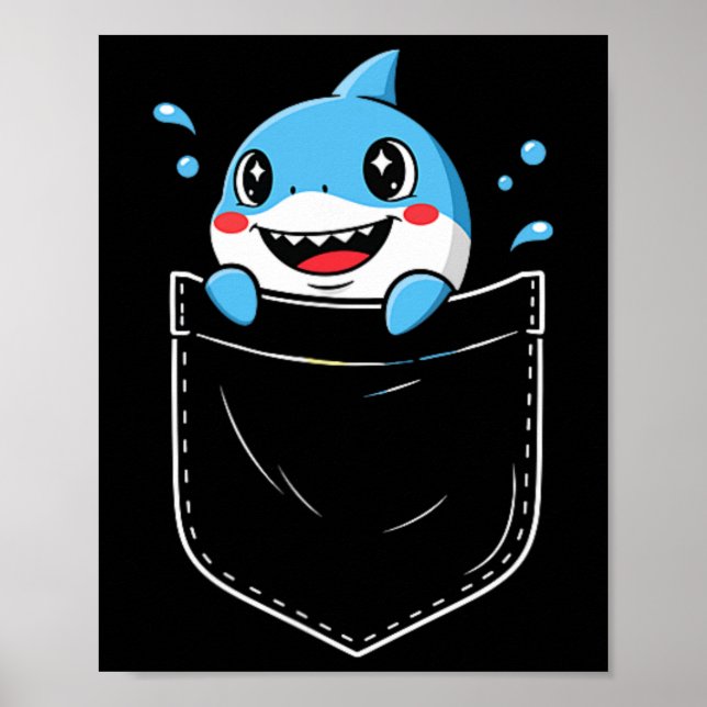 Póster Gracioso meme de bolsillo de tiburón (Frente)