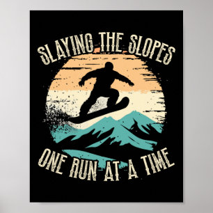 Póster Gracioso Meme De Snowboard Colocando Las Pistas Qu
