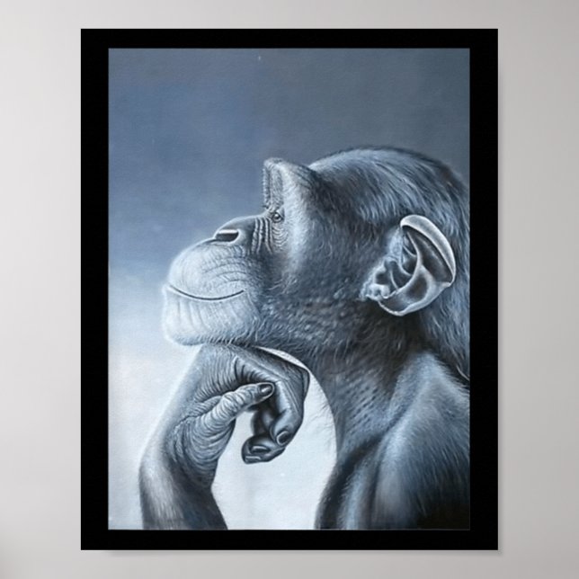 Póster Gracioso Mono de León Meme Ragebait Meme Brainrot  (Frente)