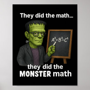 Póster Gracioso Monster Math Pun de Halloween, humor de p