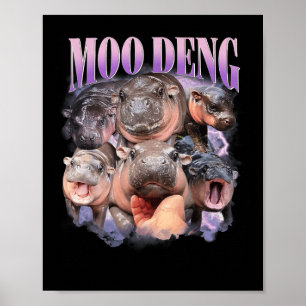 Póster Gracioso moreno Pygmy Hippo Cute Zoo Para Familias
